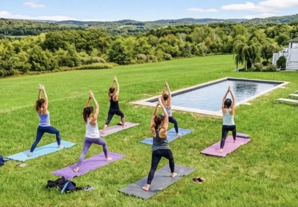 Upstate yoga by the pool retreat